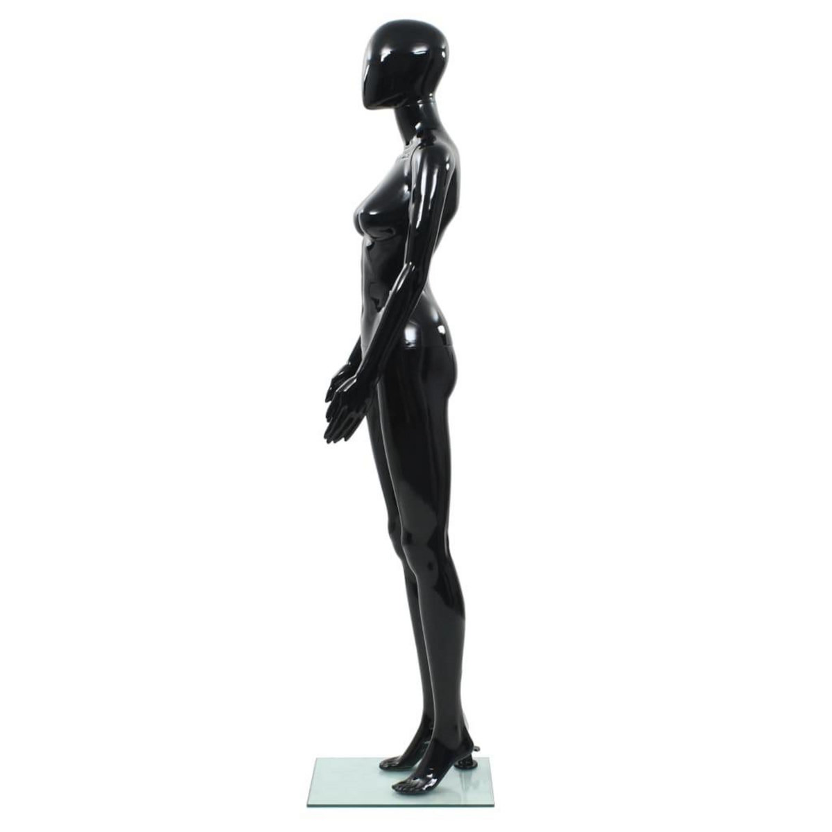 VIDAXL Mannequin femme corps complet base verre Noir brillant 175 cm