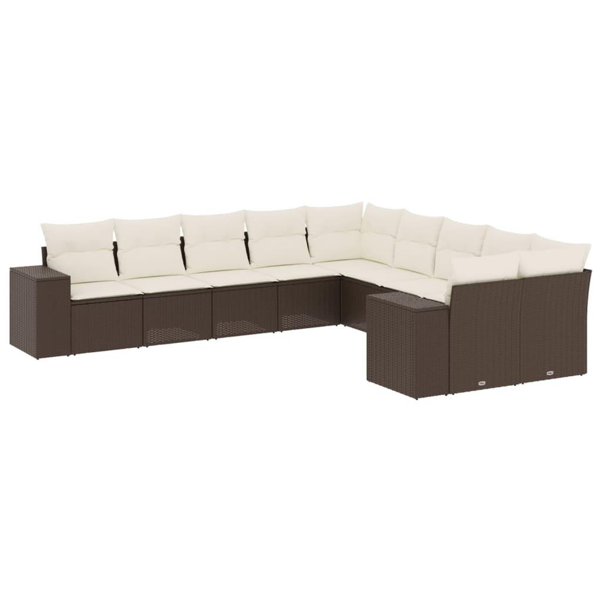 Voir la diapositive 2 : VIDAXL Salon de jardin 10 pcs avec coussins marron resine tressee