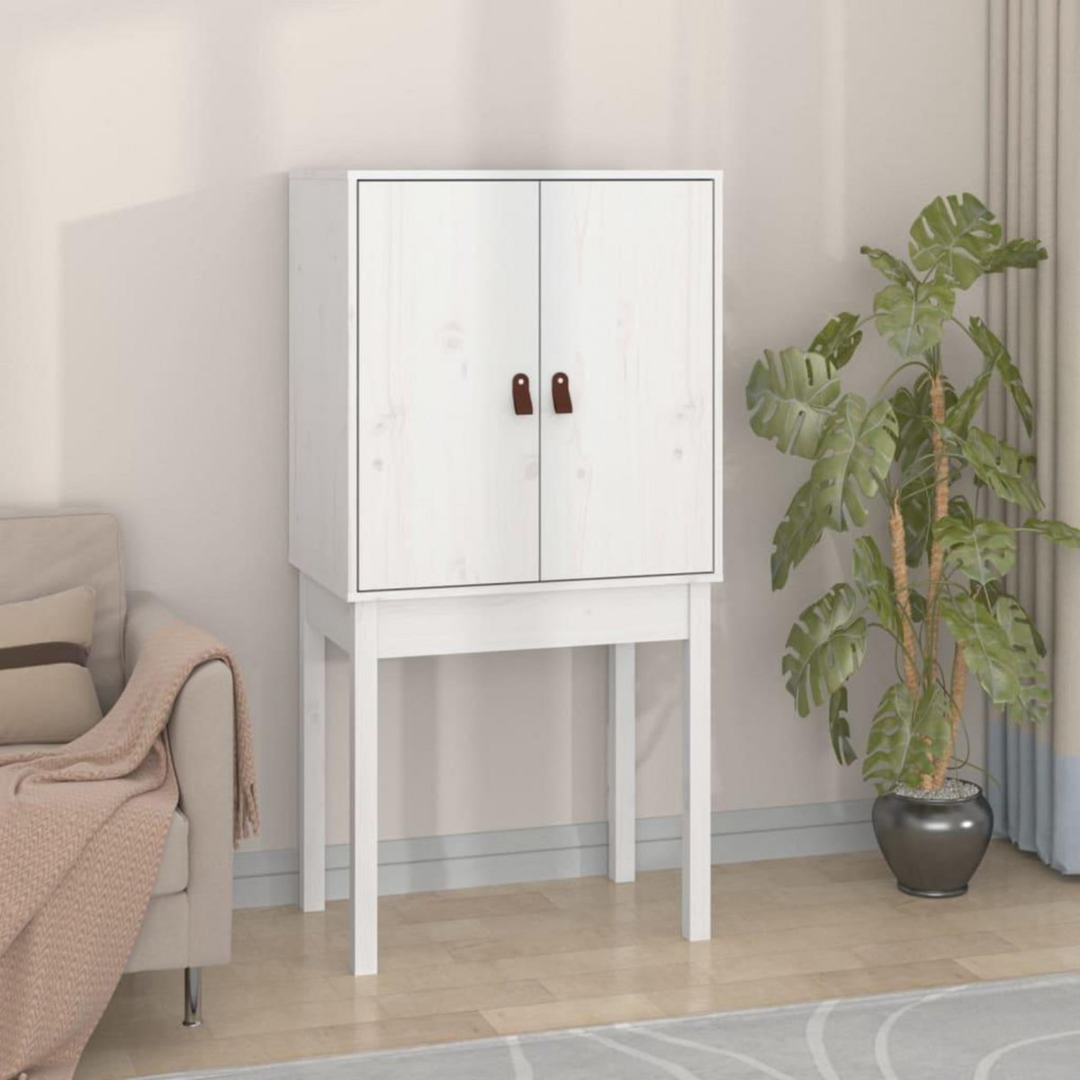 VIDAXL Buffet haut Blanc 60x40x120 cm Bois massif de pin