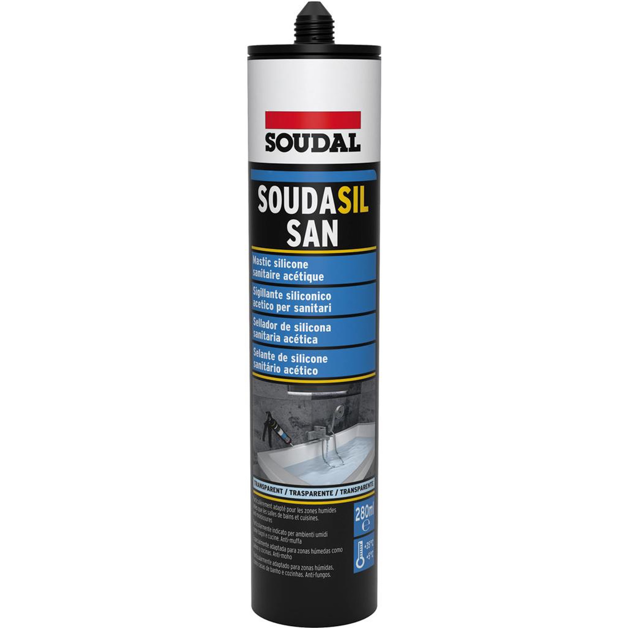 Voir la diapositive 5 : Soudal Cartouche sanitaire transparent 280ml Soudal
