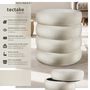 Voir la diapositive 2 : tectake Tabouret avec espace de rangement rond Aspect velours crème/ blanc