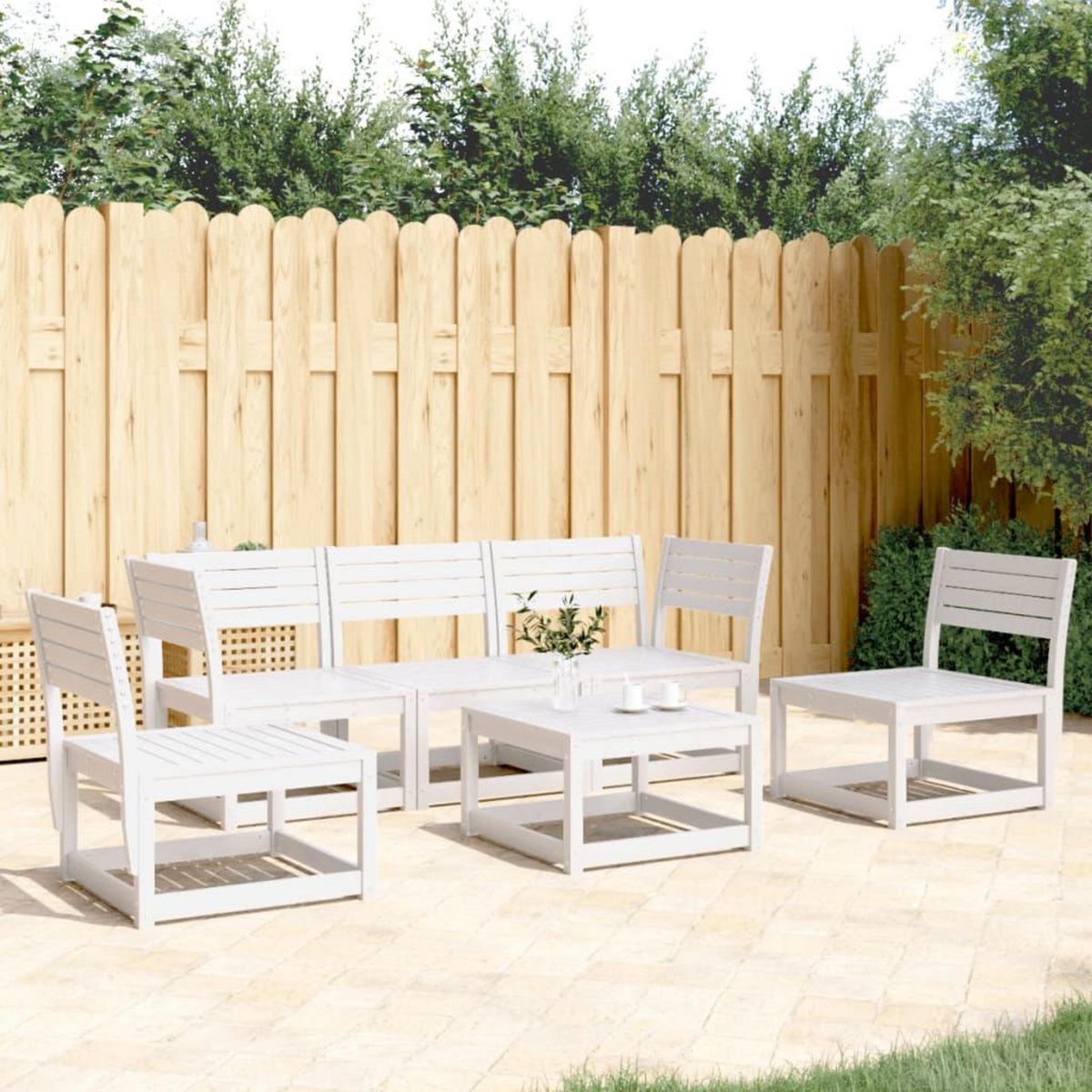 VIDAXL Salon de jardin 5 pcs blanc bois massif de pin