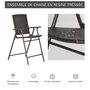Voir la diapositive 5 : OUTSUNNY Tabourets de bar pliable style colonial - lot de 4 tabourets de bar - repose-pied + accoudoirs - métal époxy résine tressée chocolat