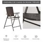Voir la diapositive 5 : OUTSUNNY Tabourets de bar pliable style colonial - lot de 4 tabourets de bar - repose-pied + accoudoirs - métal époxy résine tressée chocolat