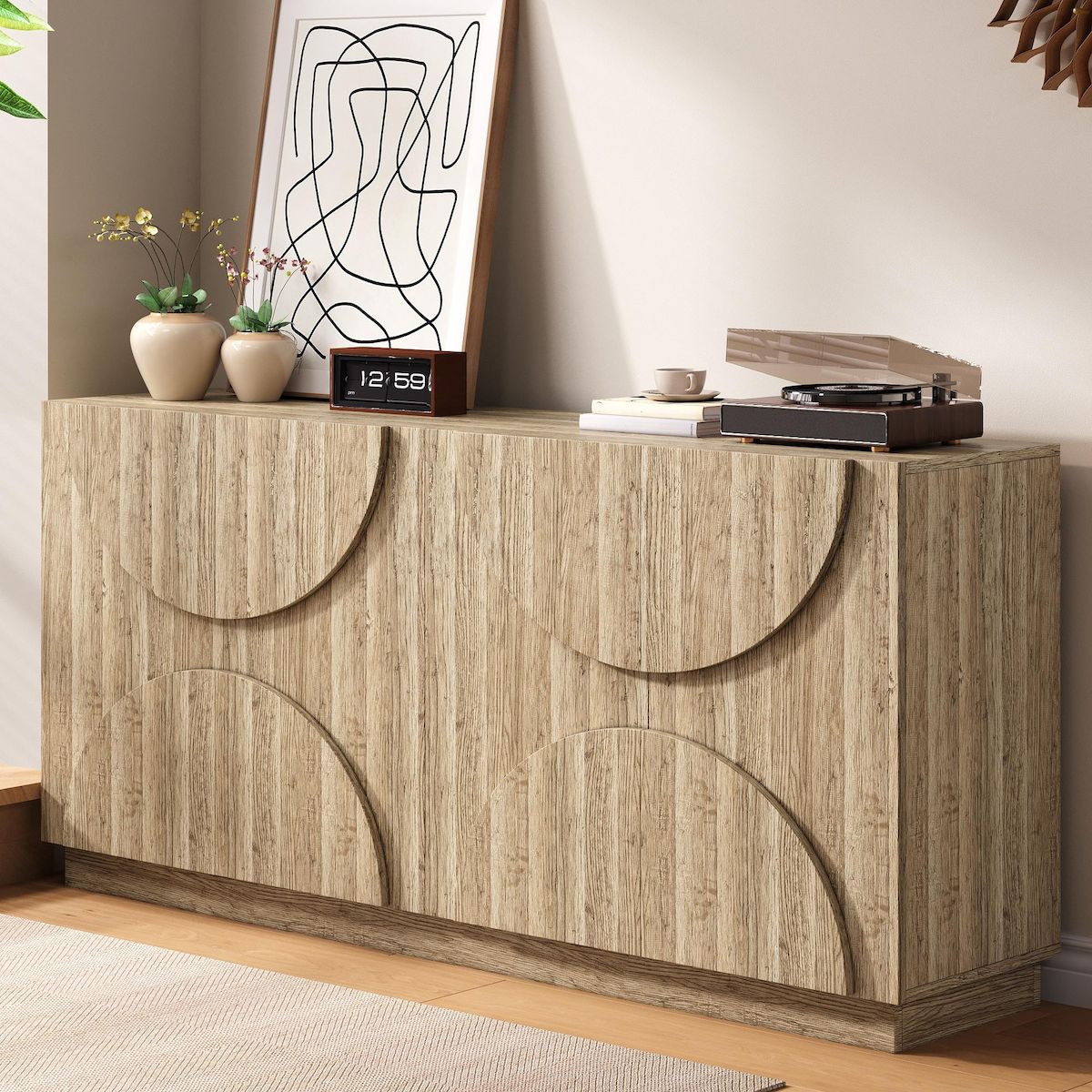 MERAX Buffet 4 porte(s) 0 tiroir(s) - 160 cm naturel panneau de particules