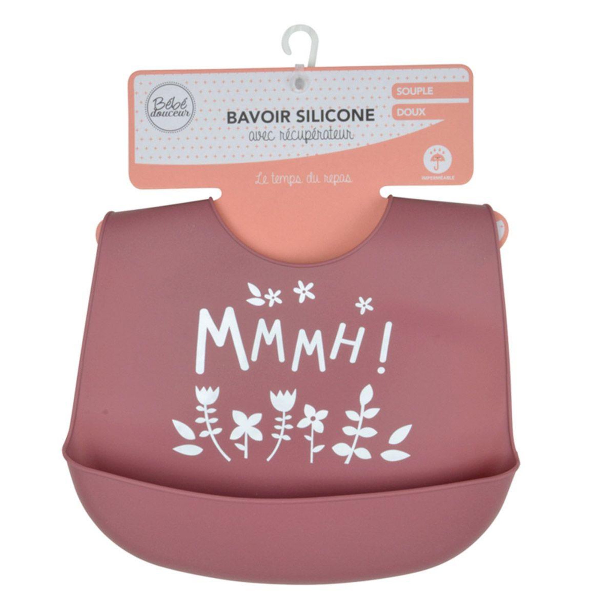 Voir la diapositive 3 : BEBE DOUCEUR Bavoir silicone bébé  forêt magique  30cm bois de rose