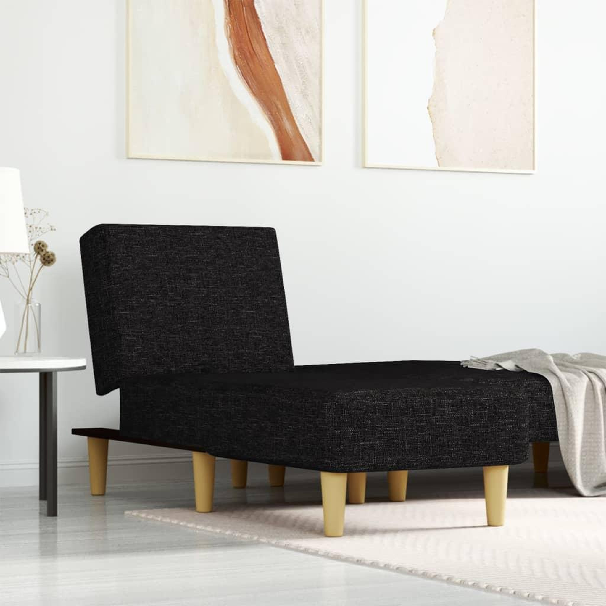 VIDAXL Chaise longue noir tissu
