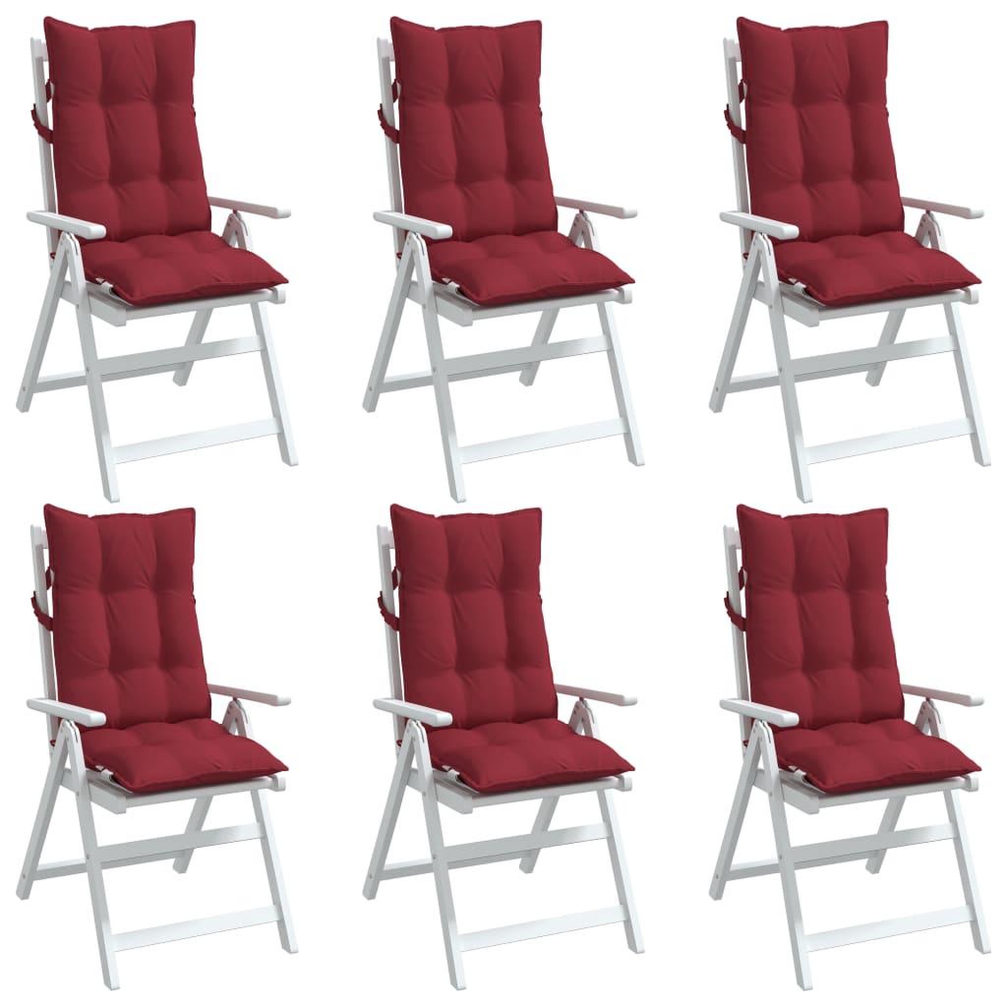 Voir la diapositive 4 : VIDAXL Coussins de chaise a dossier haut lot de 6 rouge bordeaux