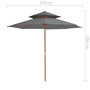 Voir la diapositive 6 : VIDAXL Parasol a deux etages avec mat en bois 270 cm anthracite