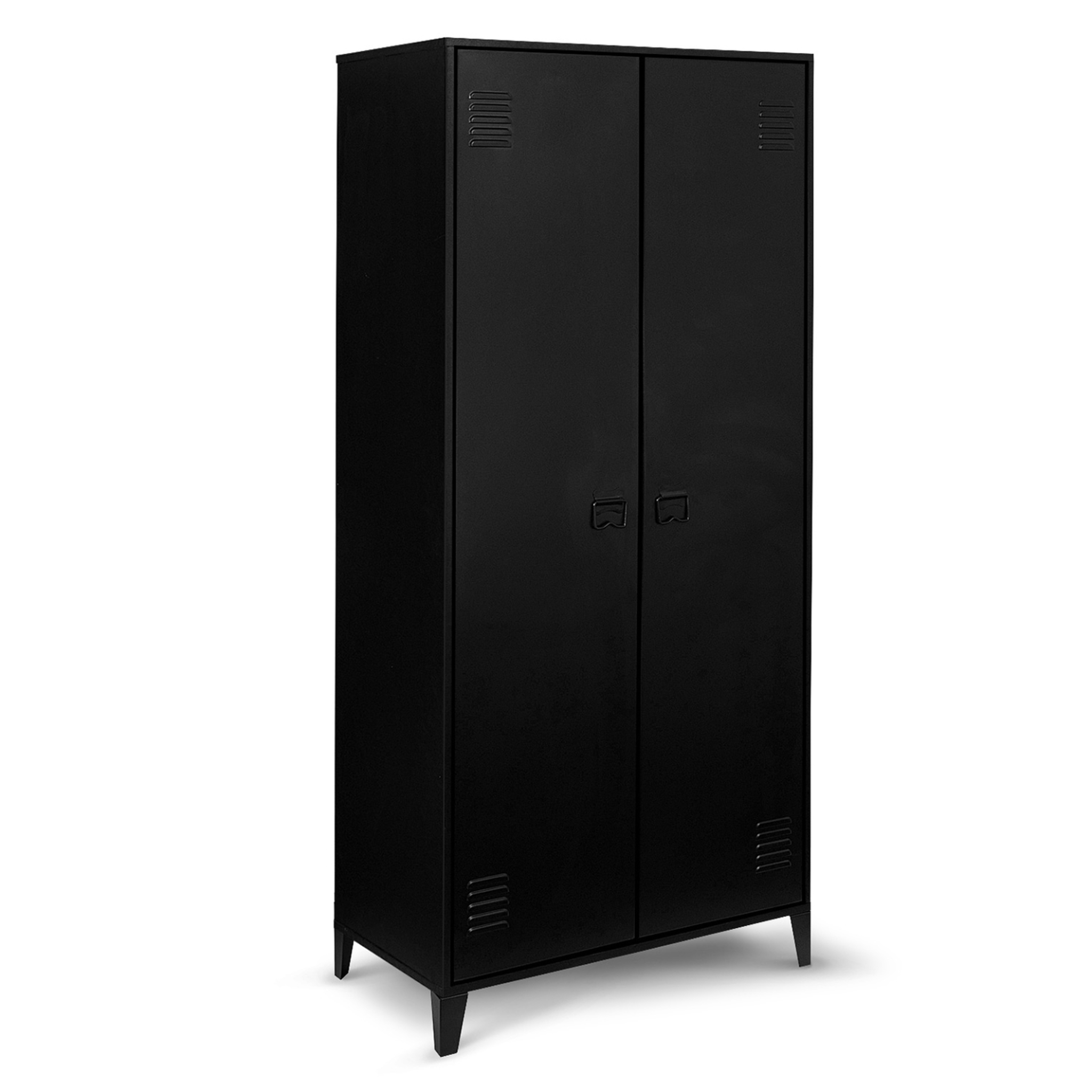 ID MARKET Armoire vestiaire penderie ester 2 portes métal noir design industriel