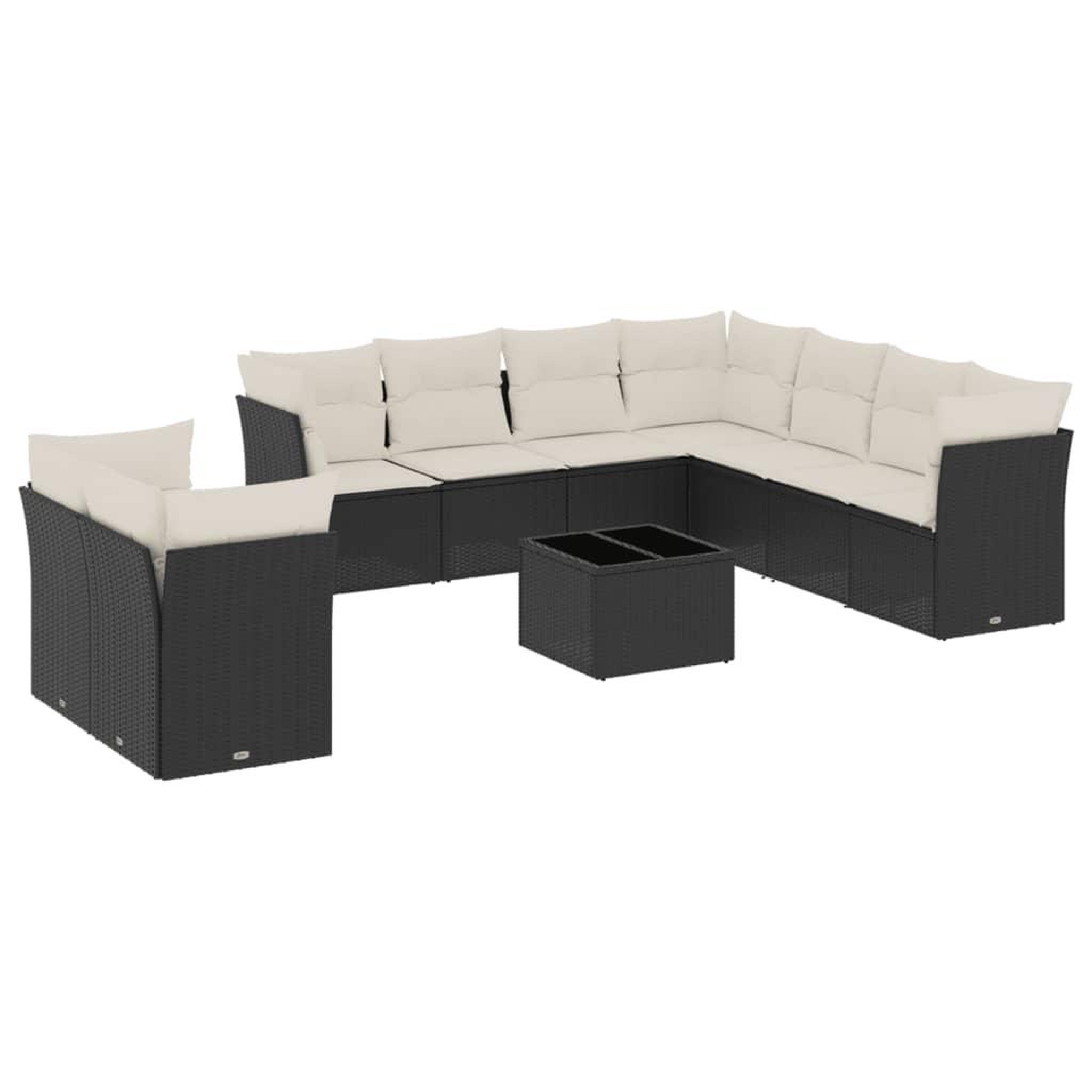 Voir la diapositive 2 : VIDAXL Salon de jardin 10 pcs avec coussins noir resine tressee