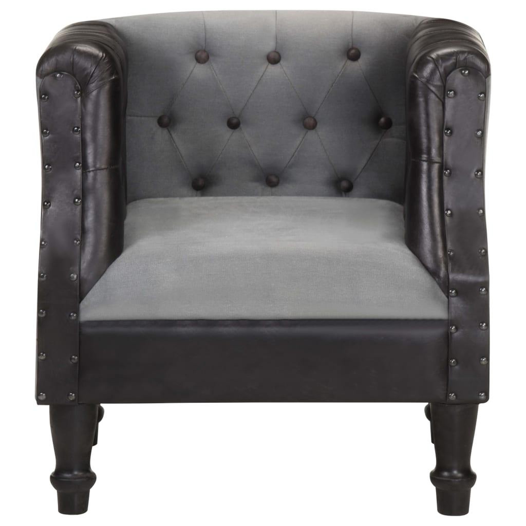 Voir la diapositive 2 : VIDAXL Chaise cabriolet Noir Cuir veritable et bois de manguier massif