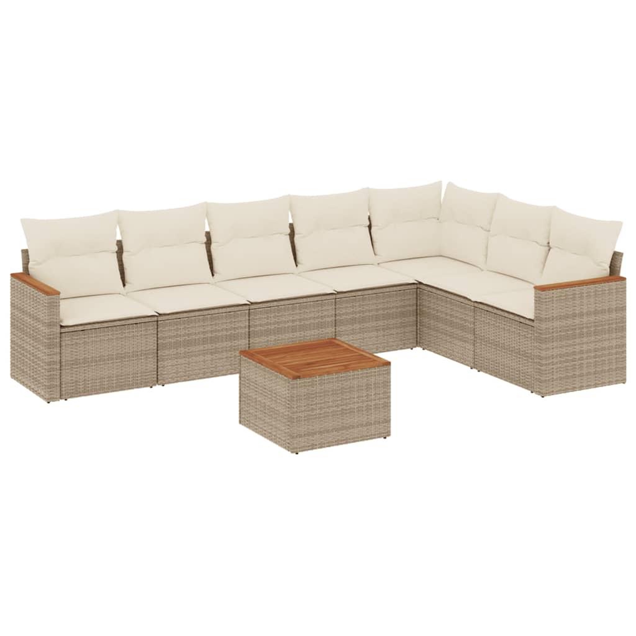 Voir la diapositive 2 : VIDAXL Salon de jardin avec coussins 8 pcs beige resine tressee
