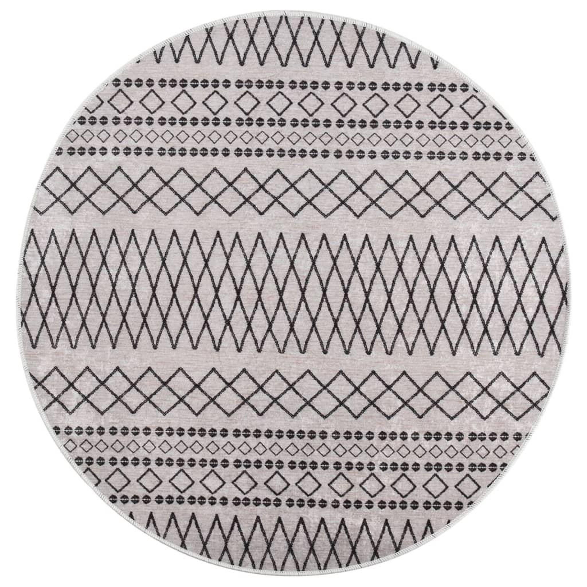 Voir la diapositive 1 : VIDAXL Tapis lavable antiderapant φ120 cm noir et blanc