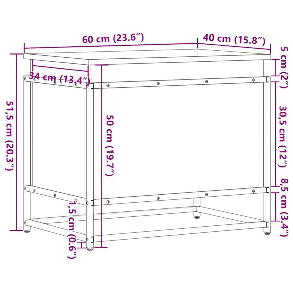 VIDAXL Boîte de rangement avec couvercle chene sonoma bois ingenierie