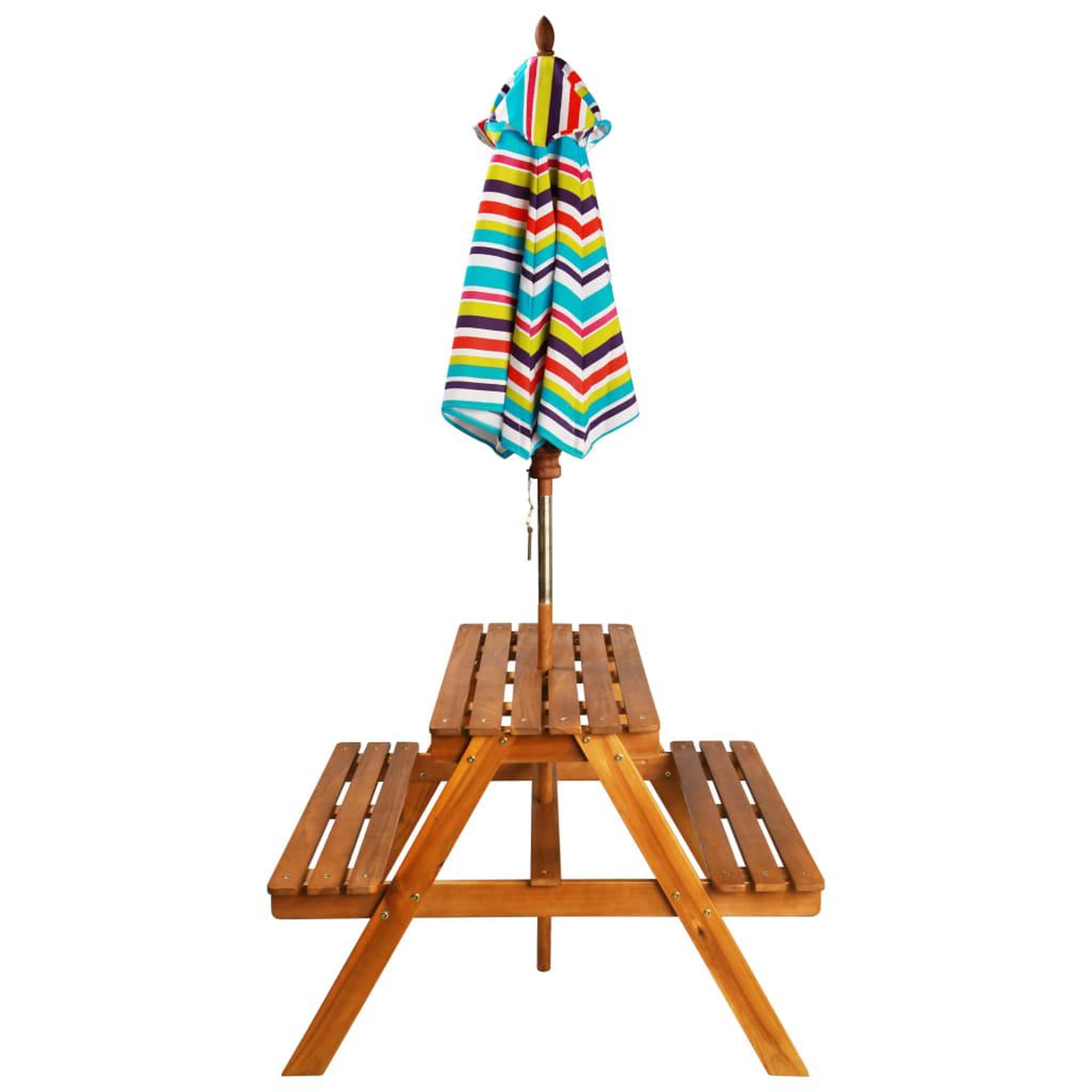 Voir la diapositive 3 : VIDAXL Table a pique-nique et parasol enfants 79x90x60cm Acacia solide