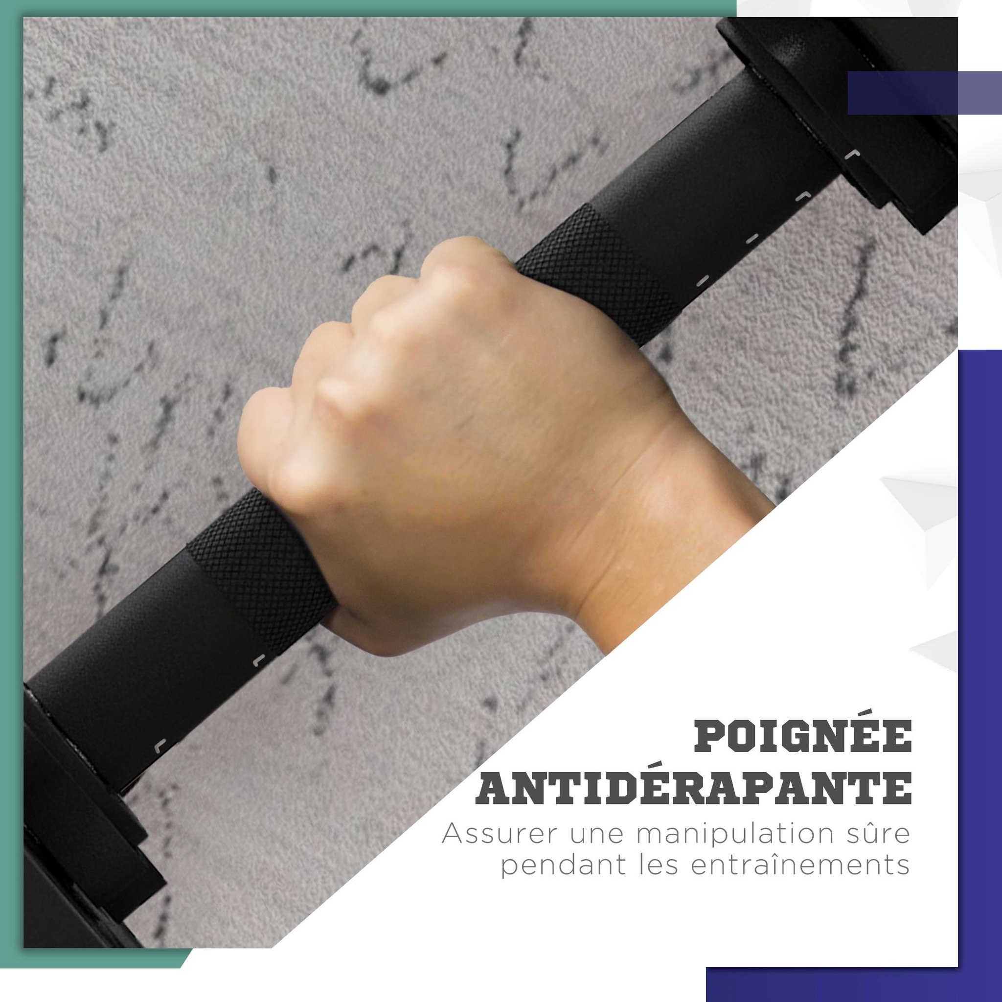 Voir la diapositive 6 : HOMCOM Haltères 2 en 1 réglables - haltères libres 15 kg - barres incluses - entraînement musculaire & haltérophilie - noir rouge
