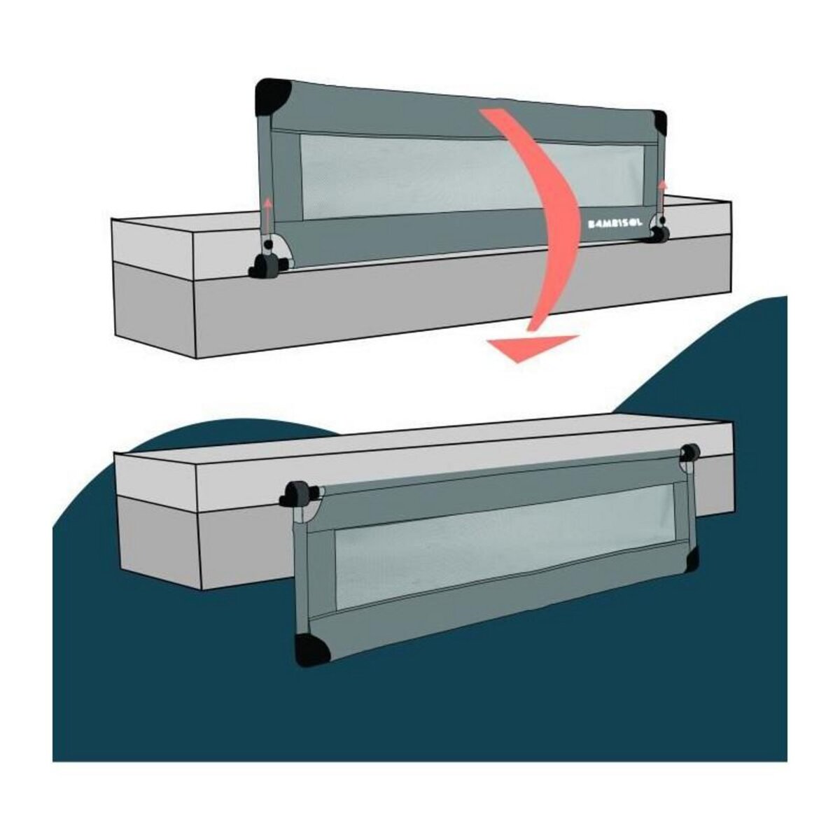 LOOPING Barriere de lit - LOOPING - BL5003G - Rabattable - Gris