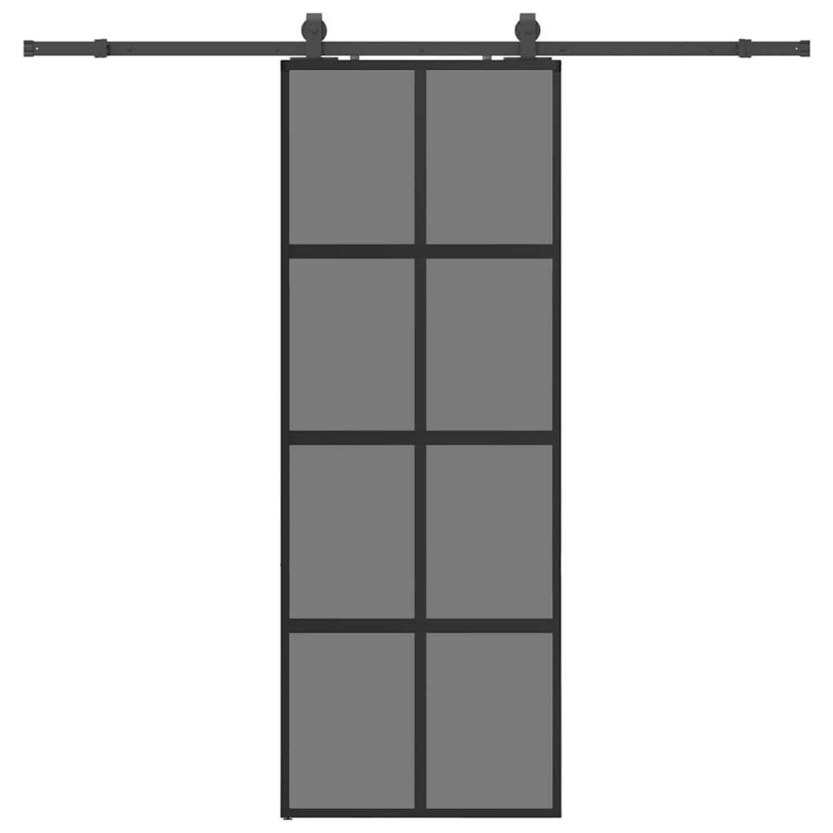 VIDAXL Porte coulissante kit quincaillerie noir 76x205 cm verre trempe