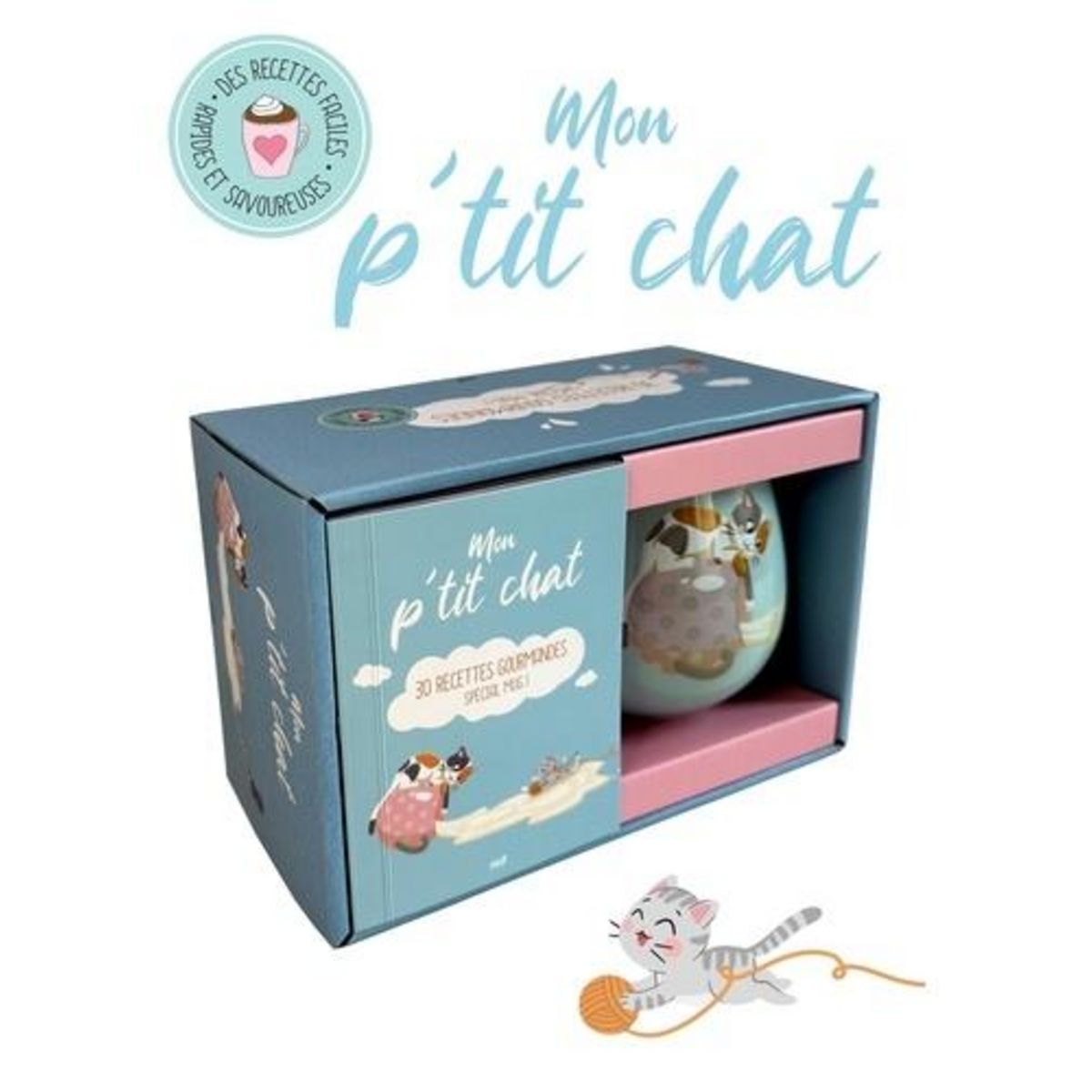 COFFRET MON P'TIT CHAT. AVEC 1 MUG ET 1 LIVRE DE RECETTES, Merci les livres