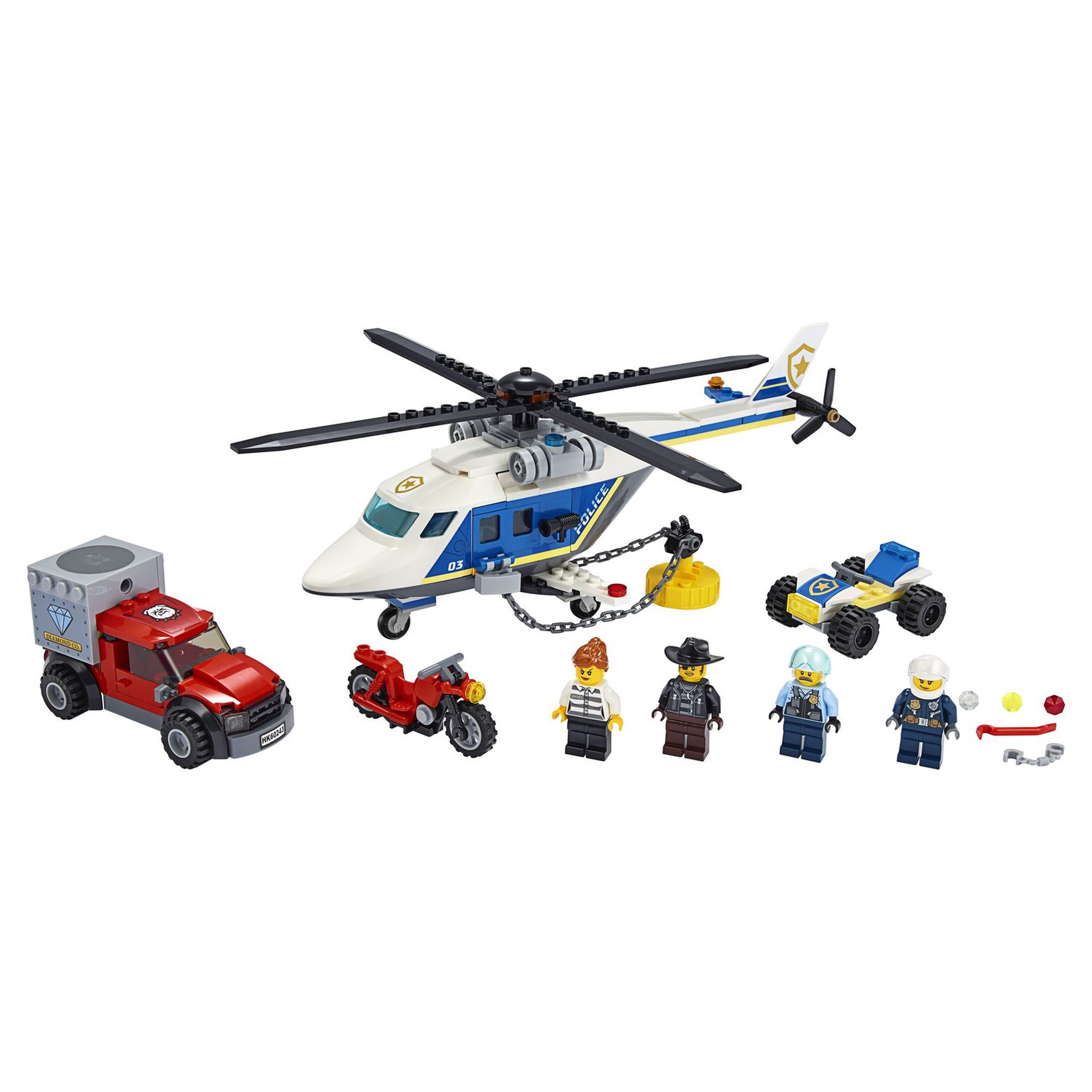 Voir la diapositive 3 : LEGO City 60243 L'Arrestation en Hélicoptère, Jouet, Moto et Camion, Minifigurine Policier