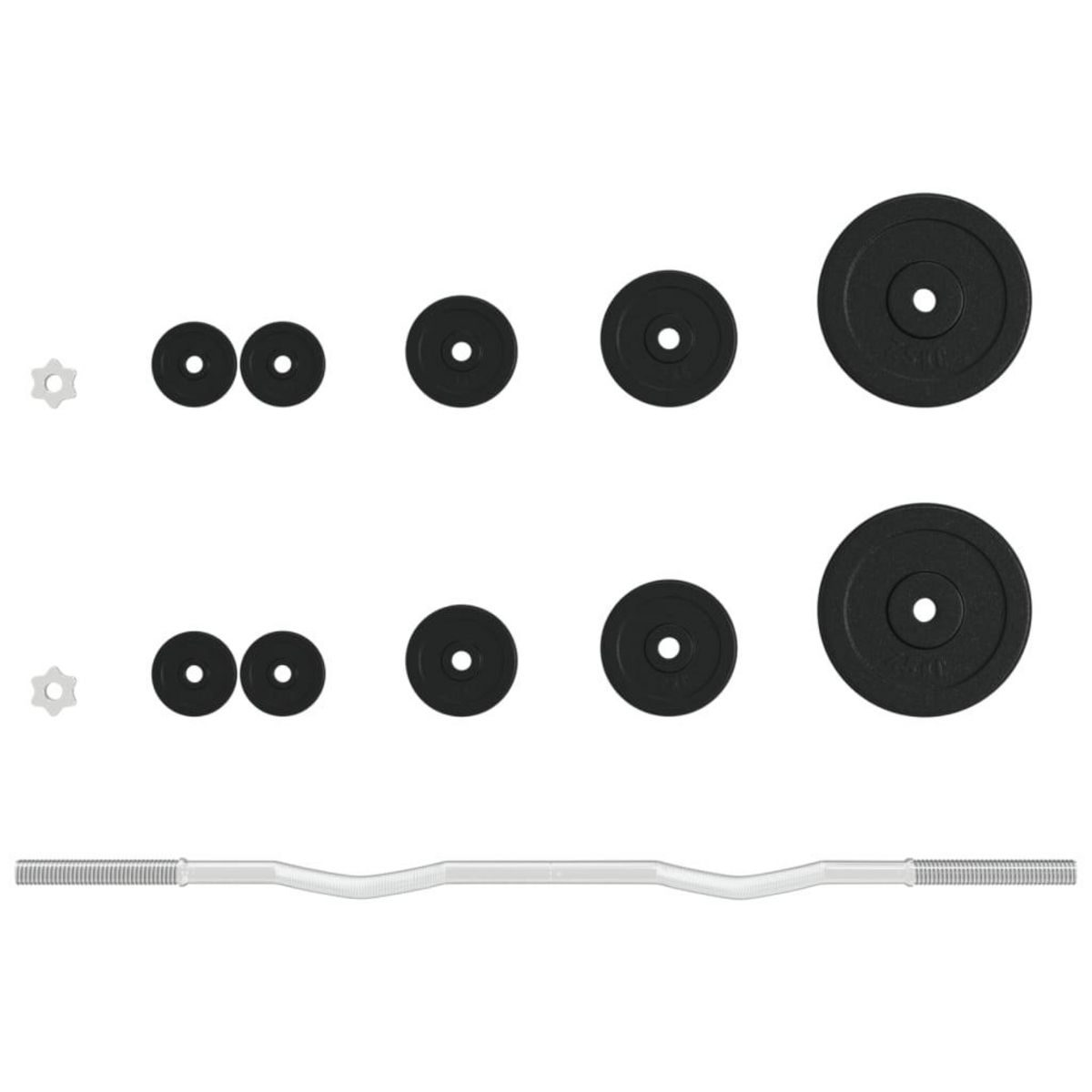 VIDAXL Ensemble d'halteres avec plaques 30 kg fonte et acier chrome