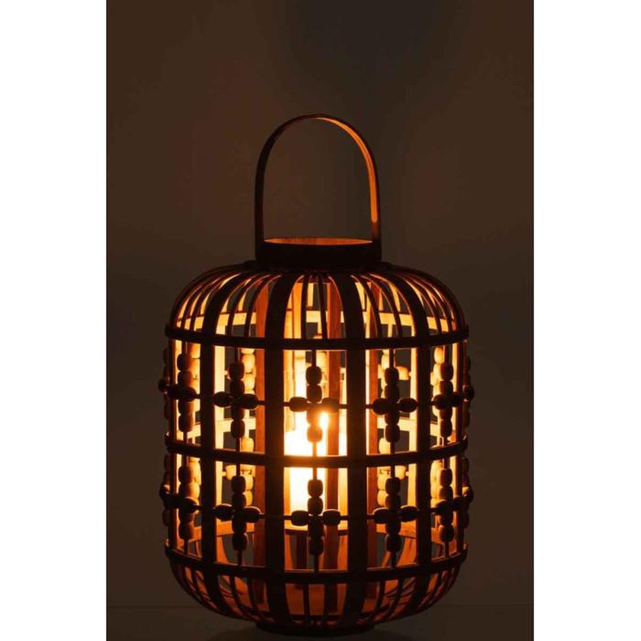 Voir la diapositive 3 : Paris Prix Lanterne Déco en Bois  Perles  40cm Naturel