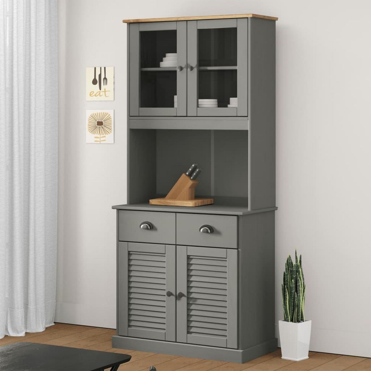 VIDAXL Buffet haut VIGO gris 78x40x175 cm bois massif de pin