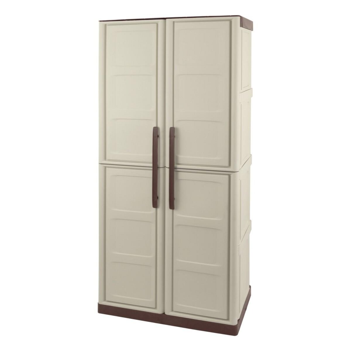 INTEC Armoire de rangement haute 2 portes 3 étagères - 70 x 39 x 165 cm - Armoire Intérieur/Exterieur Résistante INTEC