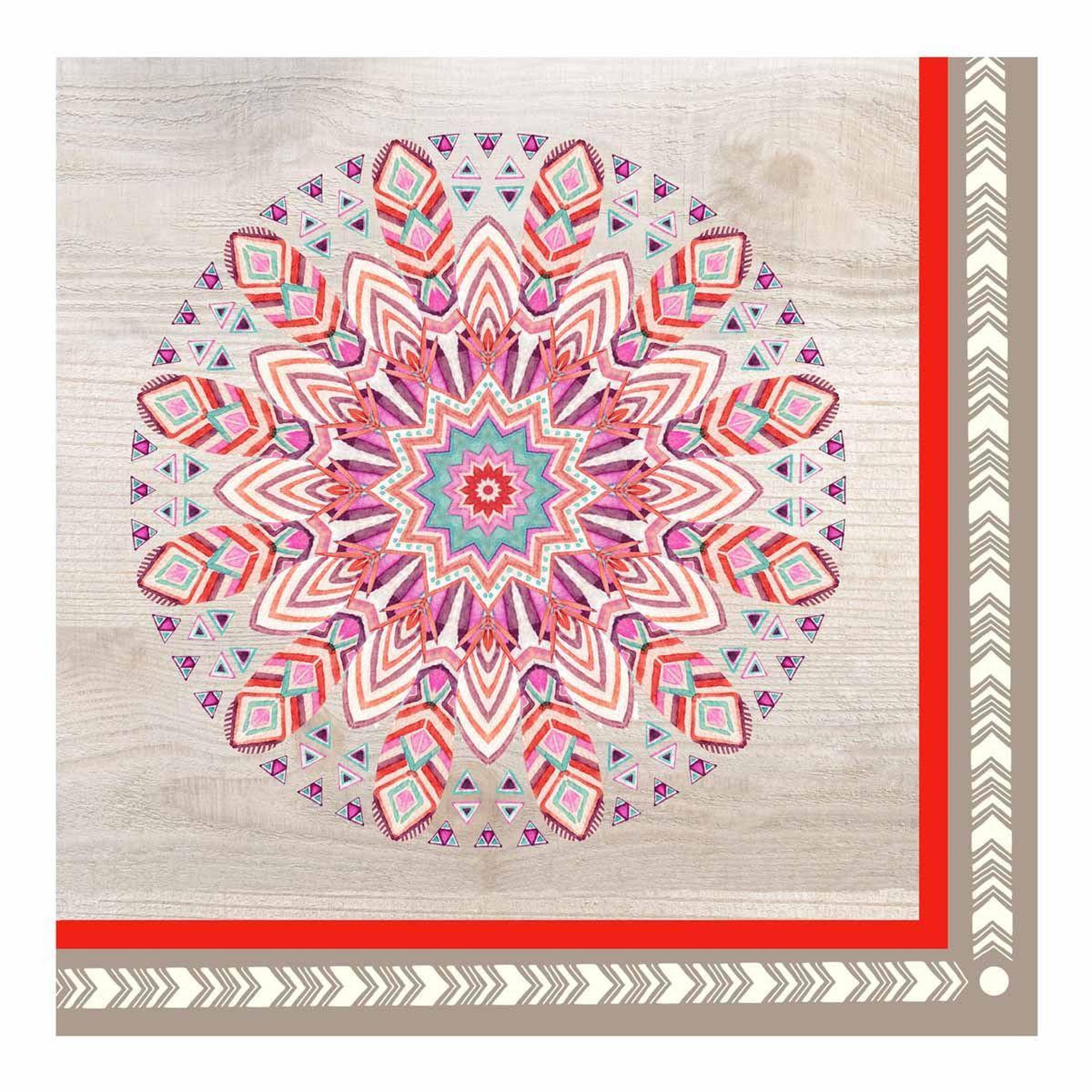 HOMEA Lot de 20 serviettes en papier  boho mandala  33x33cm naturel