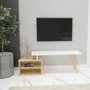  Homemania Meuble TV Gold 125,2x29,5x42,8 cm Blanc et chene