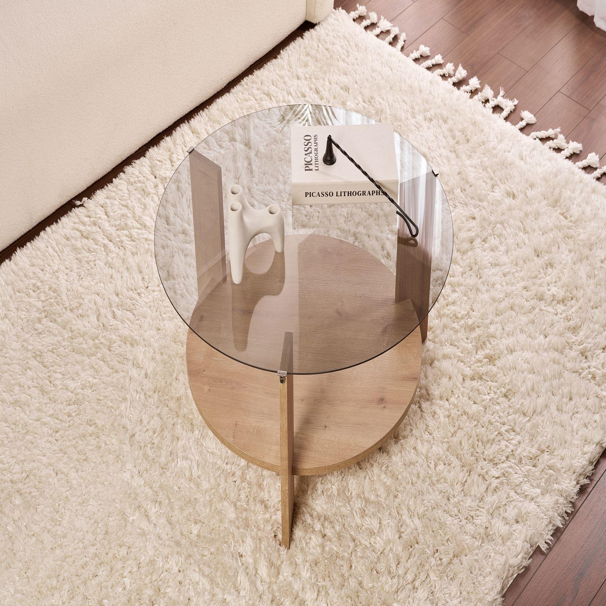 Voir la diapositive 4 : Habitat et Jardin Table basse en bois  clara  - 75 x 75 x 40 cm - chêne saphirfumées