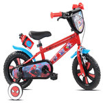 Marvel Vélo enfant 12'' Spiderman ( <90 cm) avec 1 frein, plaque avant décorative , bidon arrière, stabilisateurs & pneus increuvables