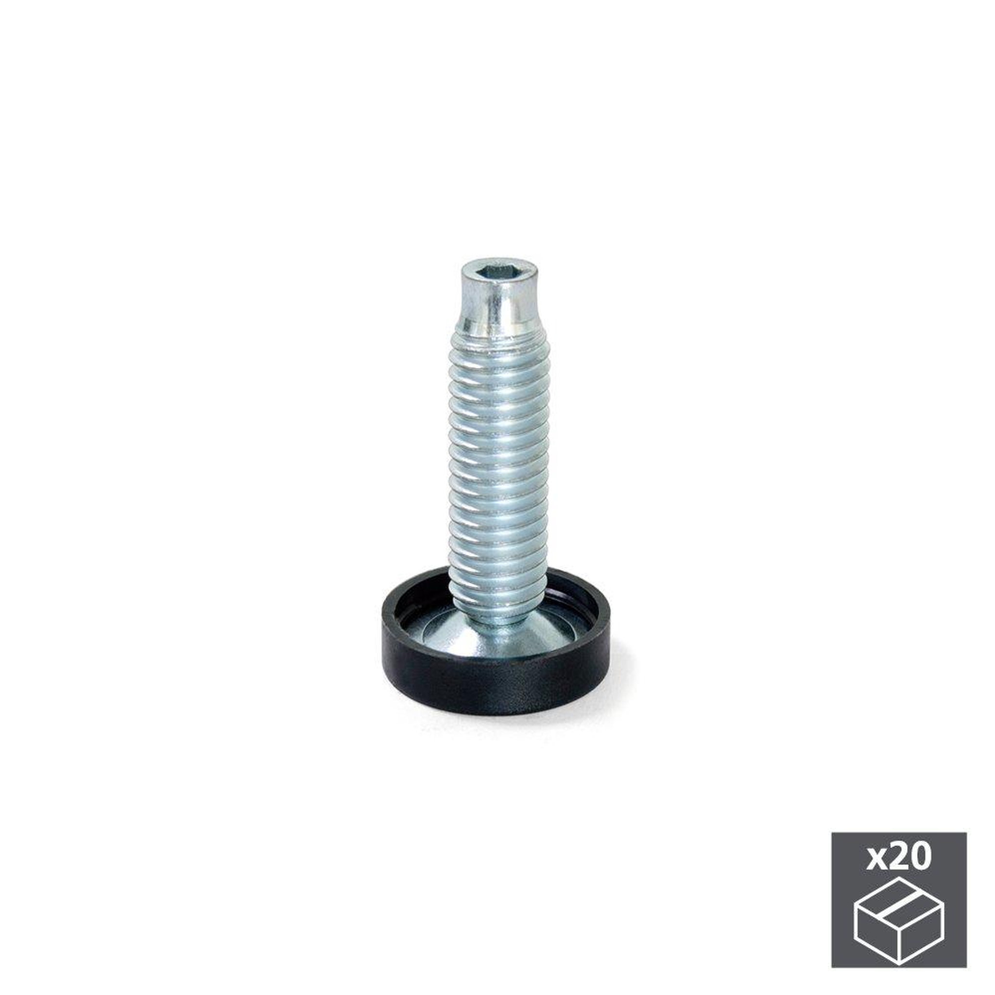 EMUCA SRL Lot de 20 Vérnis circulaire M10 pour pied de meuble D. 23 à réglage intérieur H 46 mm