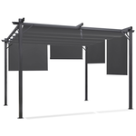 ID MARKET Pergola édition spéciale toit rétractable 3x4 M et 4 stores gris anthracite
