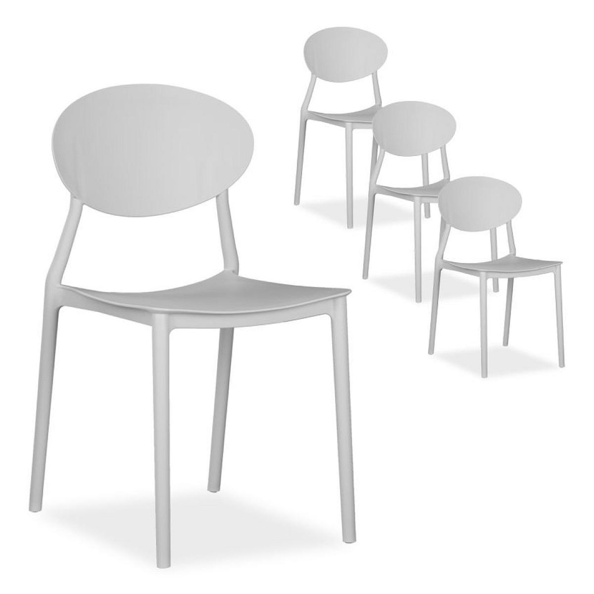 Voir la diapositive 1 : HomeStyle4U Chaise de jardin Lot 4 chaises gris