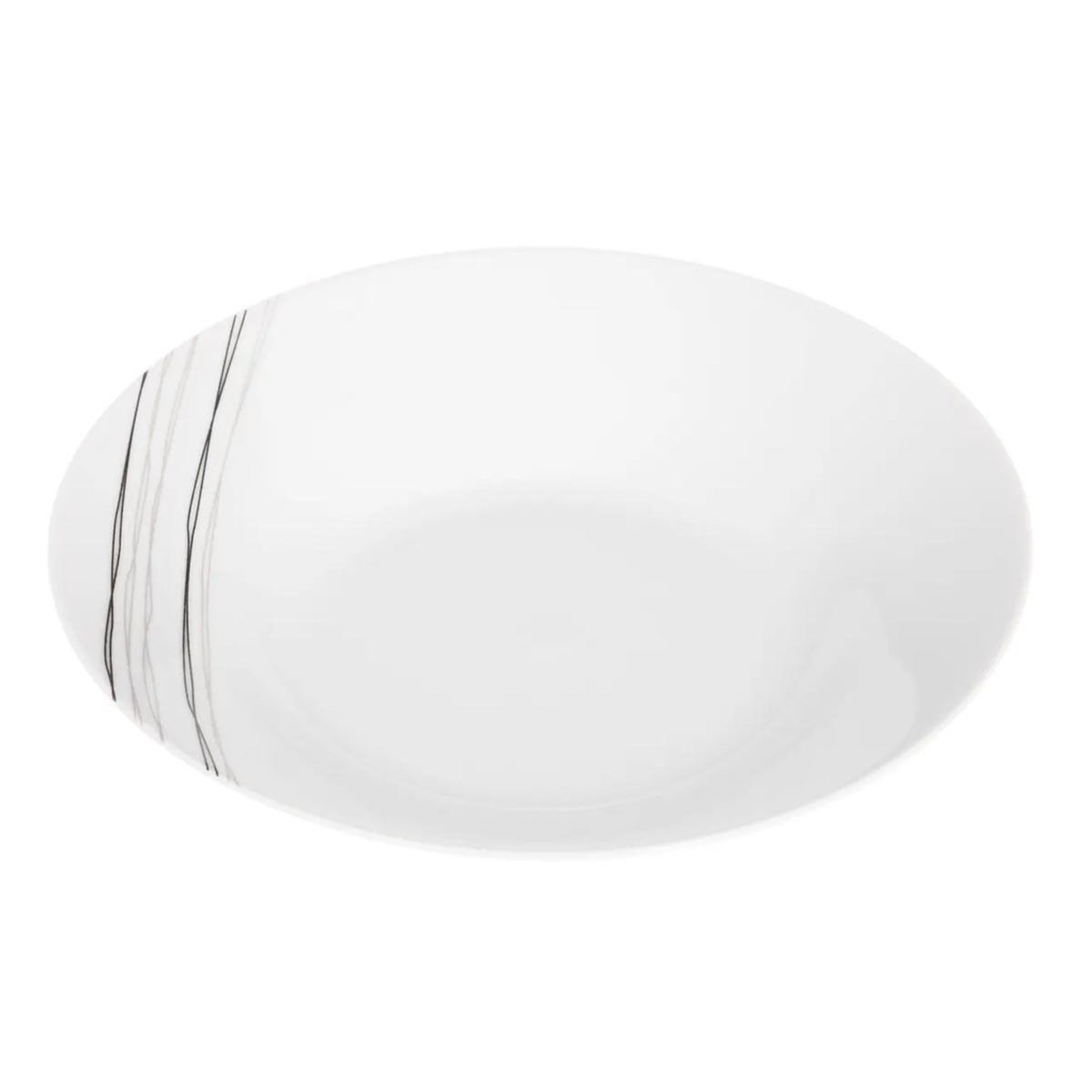 SECRET DE GOURMET Lot de 6 Assiettes Creuse  Lignes  20cm Blanc