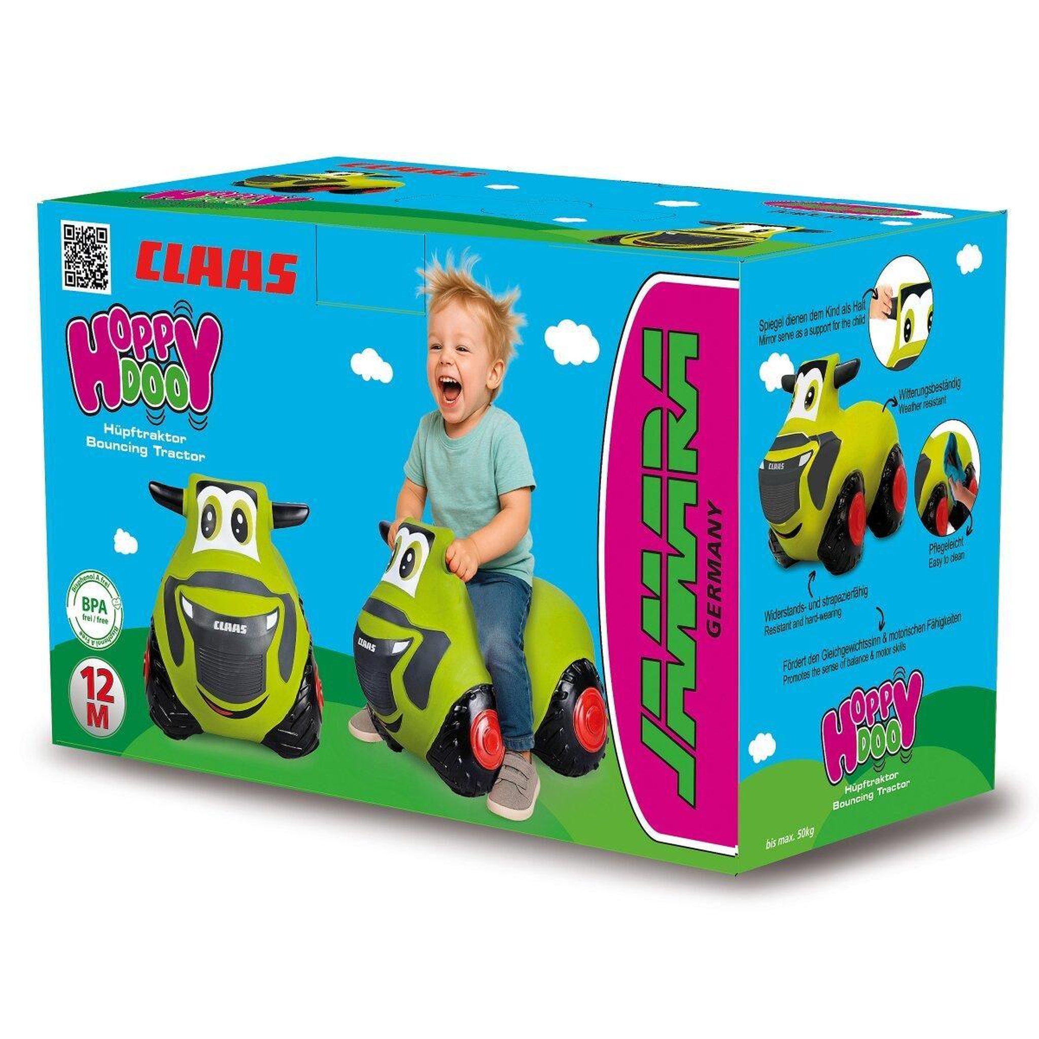 Voir la diapositive 4 : Jamara Claas tracteur rebondissante hoppydoo avec pompe