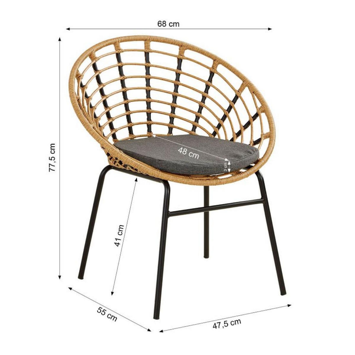 HomeStyle4U Ensemble salon de jardin Table et 2 chaises bistro