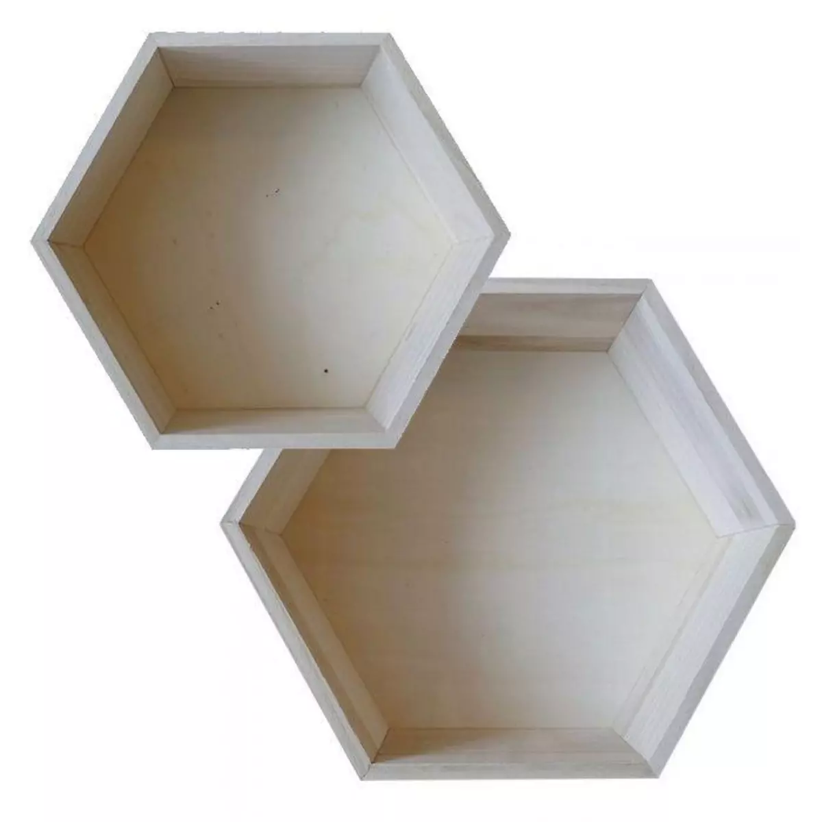 Artemio 2 étagères hexagonales en bois - 27 x 23,5 cm et 30 x 26,5 cm
