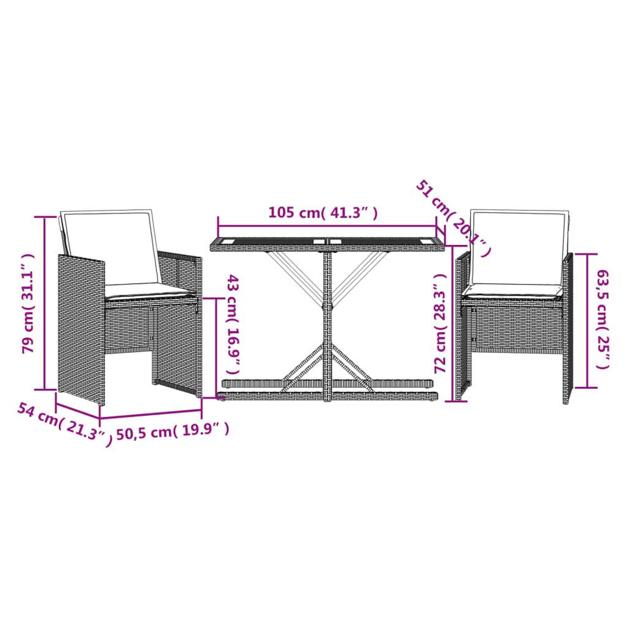 Voir la diapositive 6 : VIDAXL Ensemble de bistro 3 pcs avec coussins noir resine tressee
