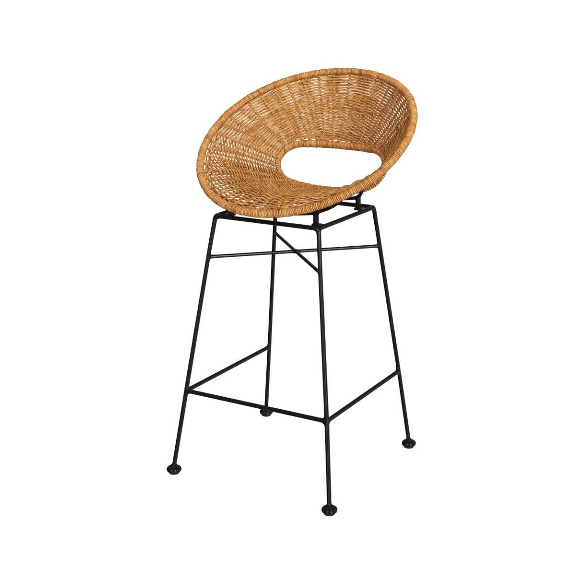 Voir la diapositive 3 : MAISON PAVANE Lot de 2 tabourets pour îlot central 65 cm en résine tressée-rava