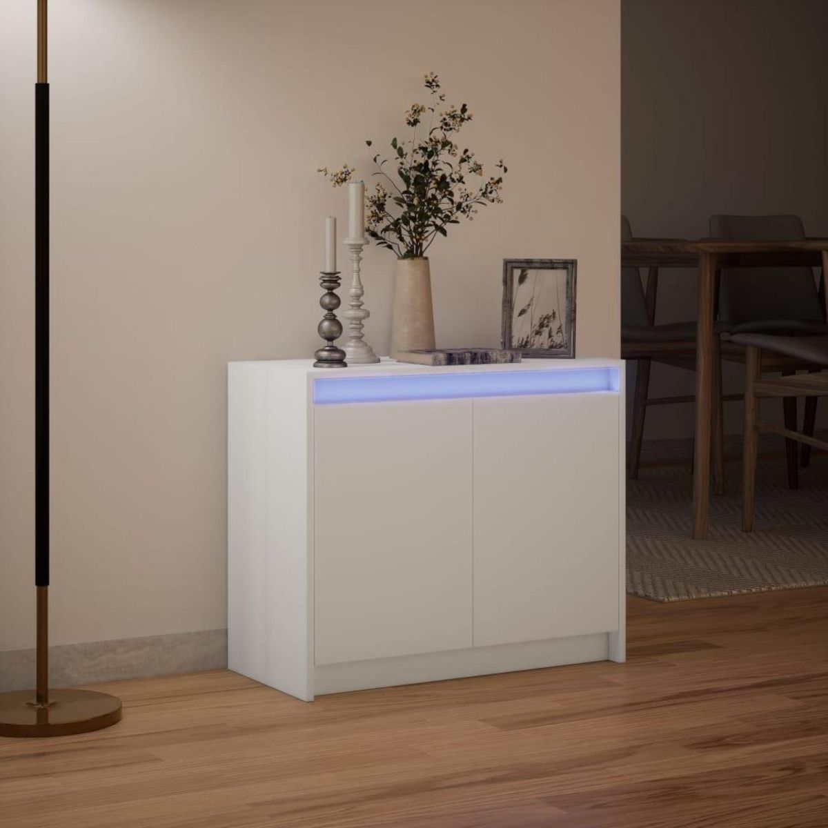 VIDAXL Buffet avec LED blanc 72x34x61 cm bois d'ingenierie
