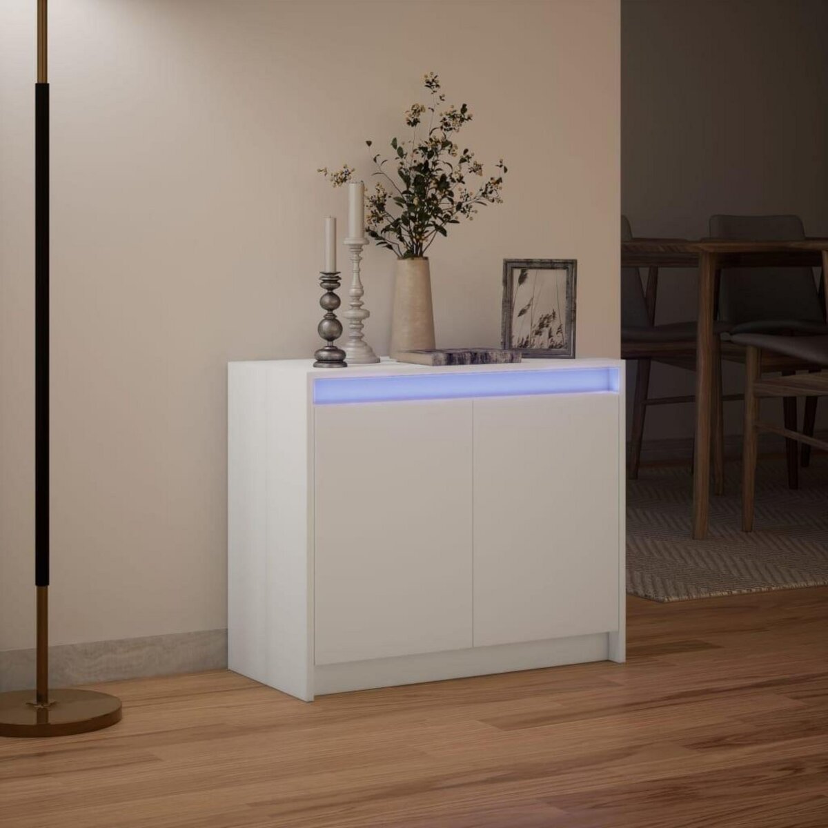VIDAXL Buffet avec LED blanc 72x34x61 cm bois d'ingenierie