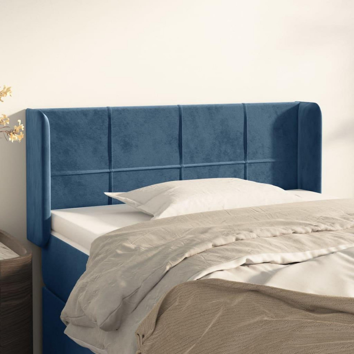 VIDAXL Tete de lit avec oreilles Bleu fonce 103x16x78/88 cm Velours