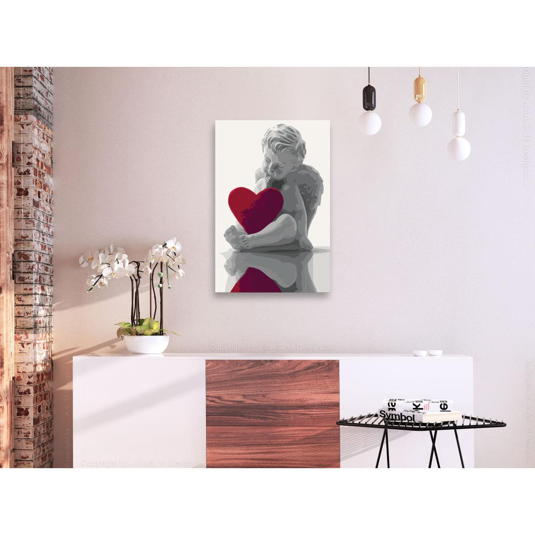 Voir la diapositive 2 : Paris Prix Tableau à peindre soi-même  ange coeur rouge  40x60cm