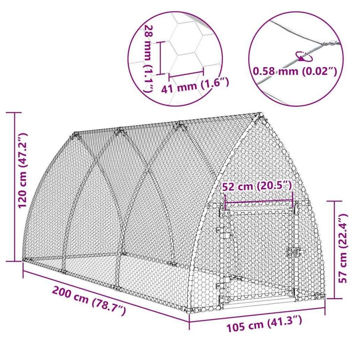 VIDAXL Cage pour poules argente 300x105x120 cm acier galvanise