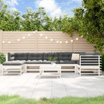 VIDAXL Salon de jardin 8 pcs avec coussins blanc bois massif