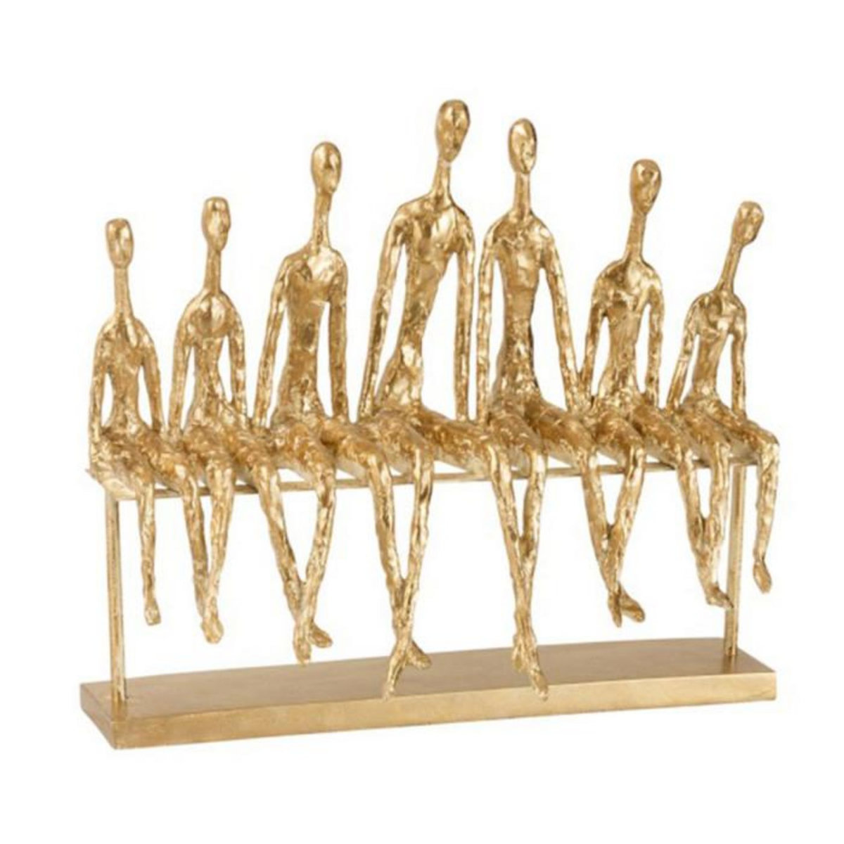 Paris Prix Statuette Déco  7 Personnes sur Banc  39cm Or