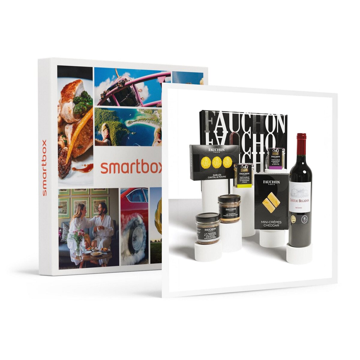 Smartbox Coffret Essentiel Rouge Fauchon : délices salés et vin livrés à domicile - Coffret Cadeau Gastronomie
